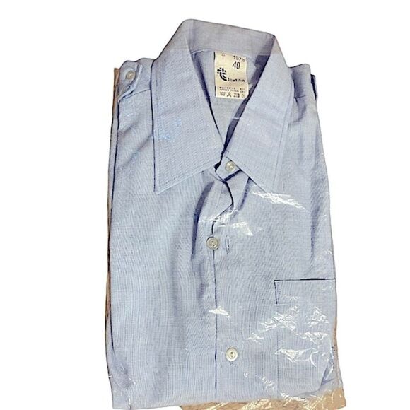 Vintage Textilia Italian pale blue dress  shirt Size 15.5 NWT - Picture 2 of 8